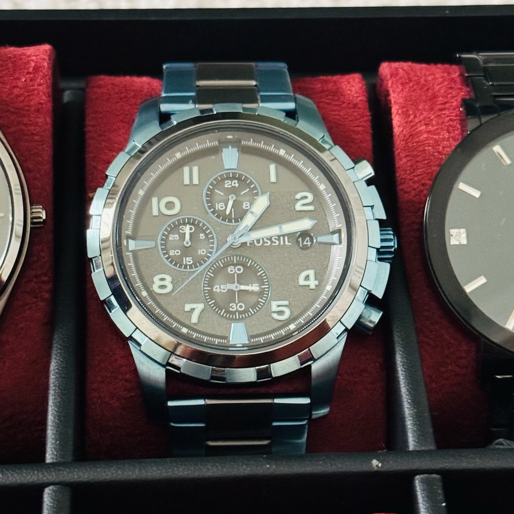 Fossil Metallic Blue Chronograph Watch